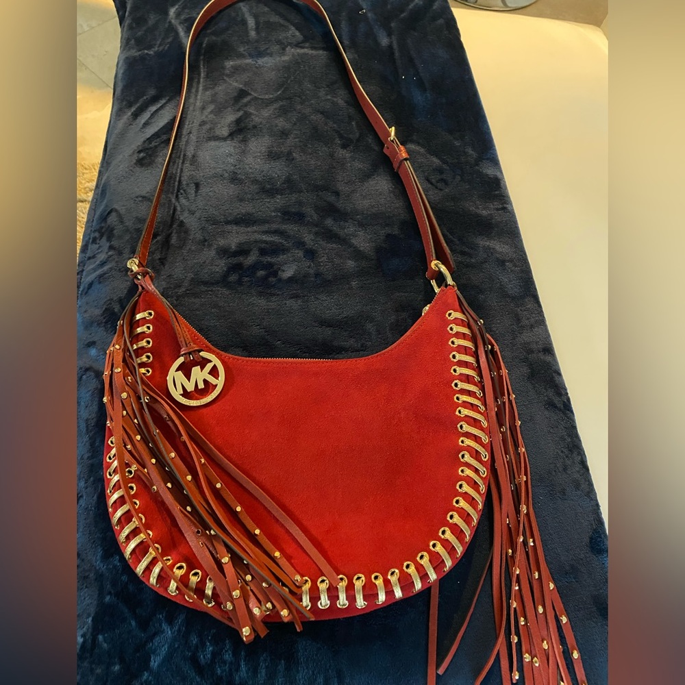 ❤️❤️Michael Kors Red Suede Fringe Bag ❤️❤️